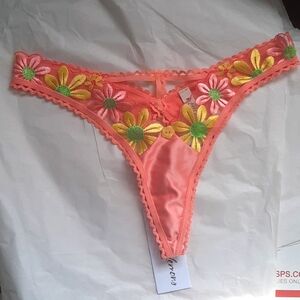 FOR LOVE AND LEMONS WOMEN THONG PANTIES ORANGE SIZE XS NWT